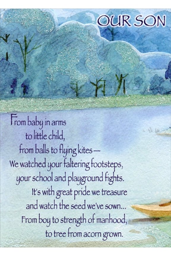 Blue Trees and Calm Lake Die Cut Z-Fold Birthday Card for Our Son