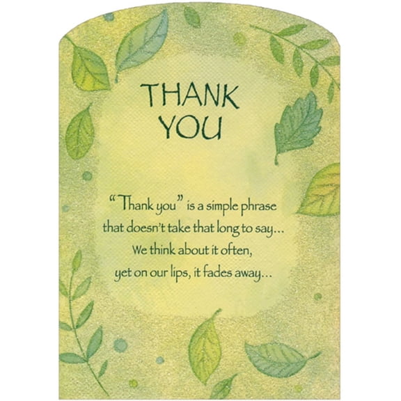 Designer Greetings Blue and Green Falling Leaves with Glitter Border Die Cut Z-Fold Thank You Card