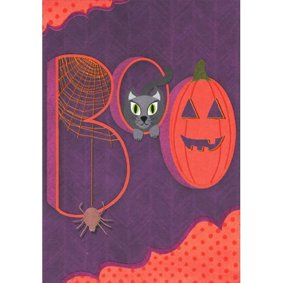 Designer Greetings Boo : Cat Inside Letter 'O' Halloween Card from the Cat