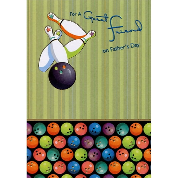 Designer Greetings Bowling Ball and Pins on Green Father's Day Card for Friend