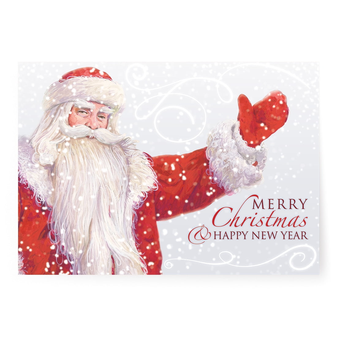 Designer Greetings Boxed Christmas Cards, Greetings from Santa (Box of 15 Glitter Embossed Cards with White Envelopes)