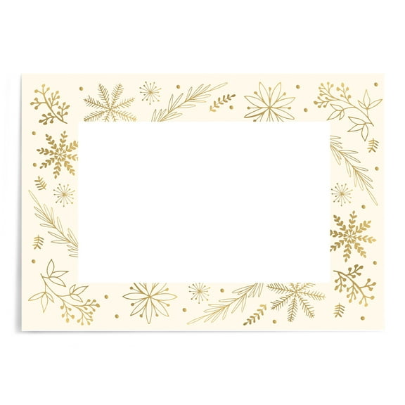 Designer Greetings, Boxed Season’s Greetings Photo-Holder Cards, Gold Snowflake and Florals Design (Box of 15 Foil Embossed Cards and Envelopes)