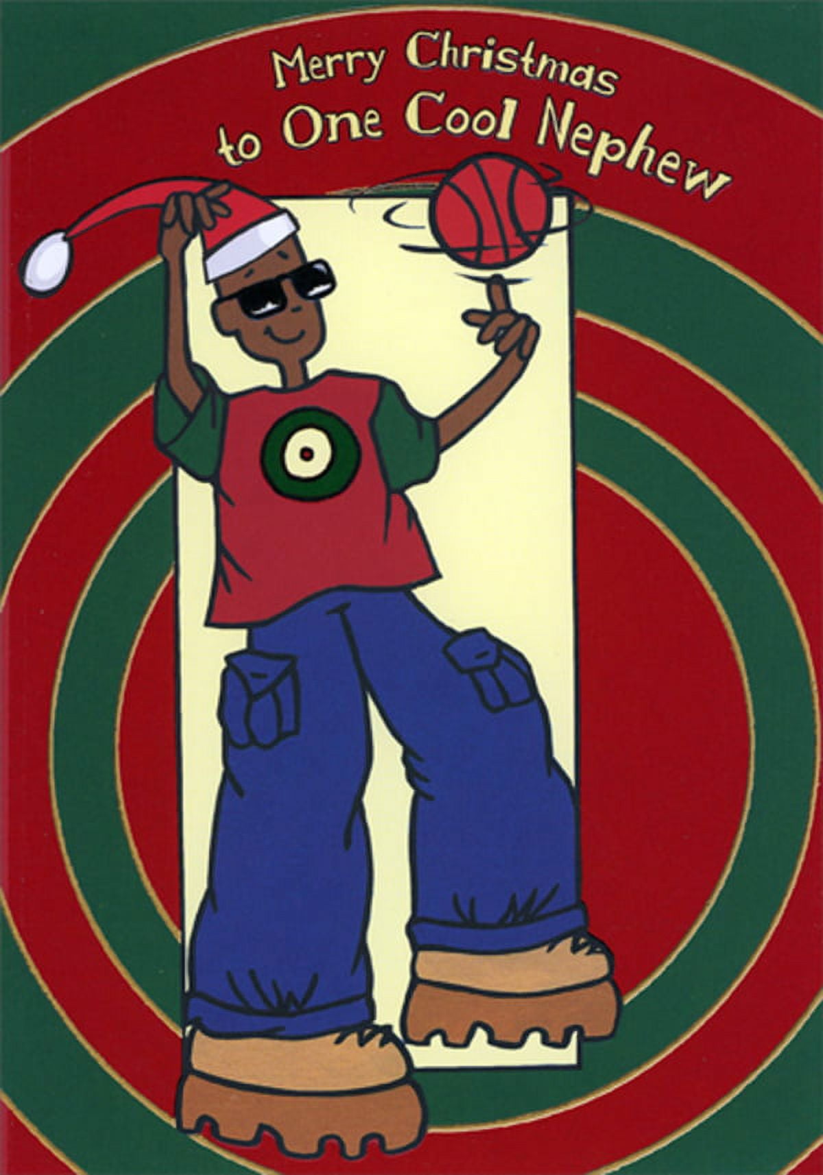 Designer Greetings Boy Balancing Basketball on Finger Juvenile African American Christmas Card for Nephew