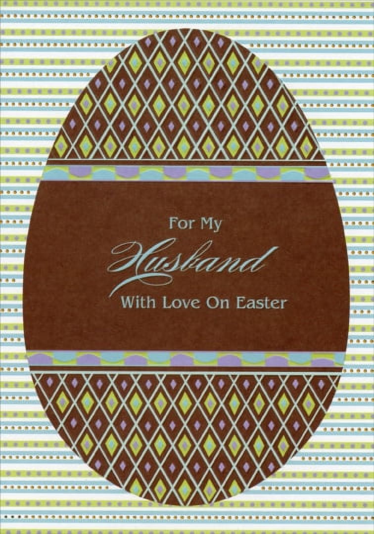 Designer Greetings Brown Egg with Diamond Pattern: Husband Easter Card ...