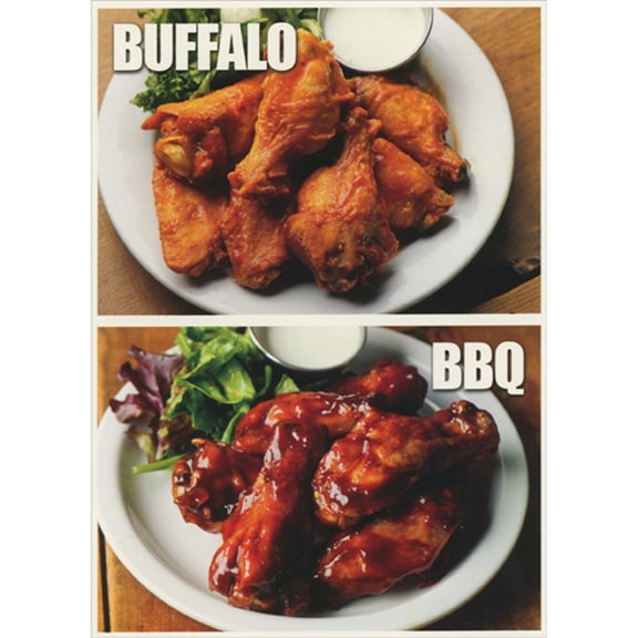 Designer Greetings Buffalo Wings, Barbacue Wings Split Photograph Humorous / Funny Father's Day Card