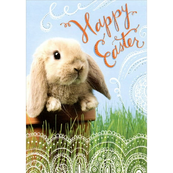 Designer Greetings Bunny in Flower Pot Easter Card
