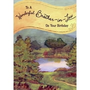 Designer Greetings Calm Lake Between Lush Green Trees Birthday Card for Brother-in-Law