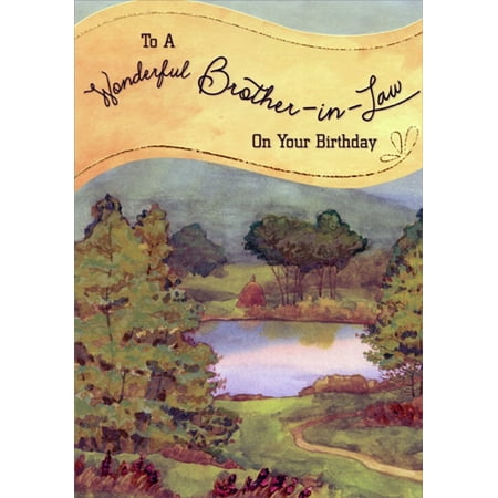Designer Greetings Calm Lake Between Lush Green Trees Birthday Card for Brother-in-Law