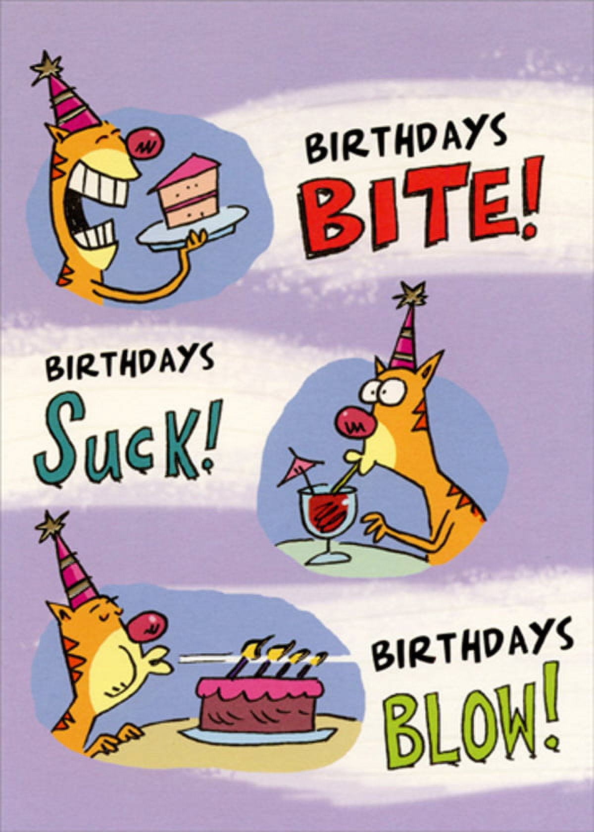 Designer Greetings Cat Eating Cake, Drinking and Blowing Out Candles ...