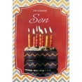 thumbnail image 1 of Designer Greetings Chocolate 3 Layer Cake with Orange Zig Zag Pattern Birthday Card for Son, 1 of 2