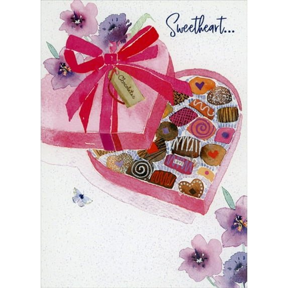Designer Greetings Chocolate Filled Heart Shaped Box Sweetest Day Card For Sweetheart