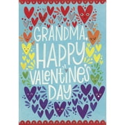 Designer Greetings Circular Border of Smiley Faced Colorful Hearts on Light Blue Juvenile Valentines Day Card for Grandma