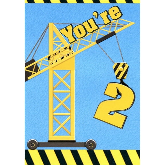 Designer Greetings Construction Crane Age 2 / 2nd Birthday Card for Boy