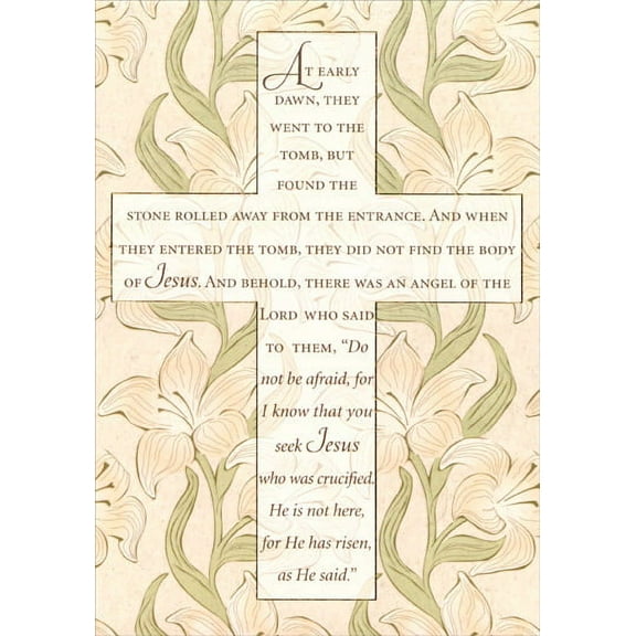 Designer Greetings Cross and Floral Background Religious Easter Card