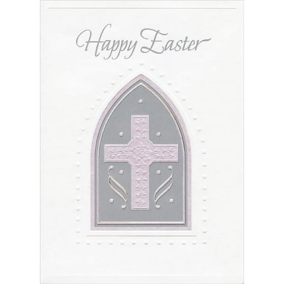 Designer Greetings Cross in Silver Archway Religious Easter Card
