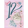 thumbnail image 1 of Designer Greetings Cupcake with White Frosting and Gold Foil Age 12 / 12th Birthday Card for Girl, 1 of 2