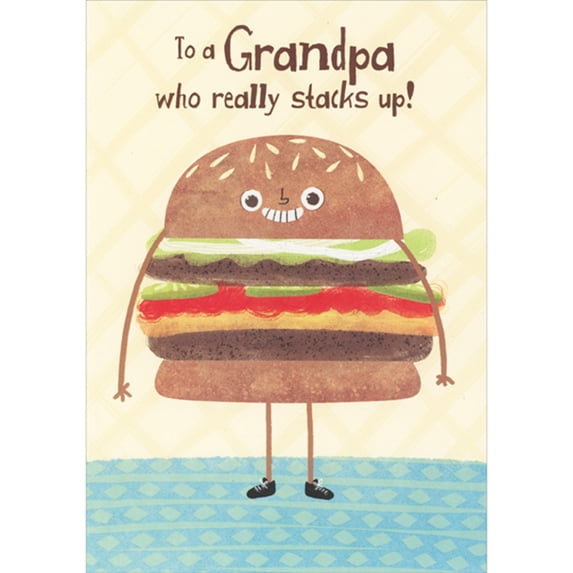 Designer Greetings Cute Double Stacked Hamburger with Thin Arms Grandpa Father's Day Card from Grandson