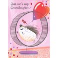 thumbnail image 1 of Designer Greetings Cute Smiling Hedgehog Running on Wheel and Holding Heart Balloon String in Mouth Juvenile Valentine's Day Card for Granddaughter, 1 of 2