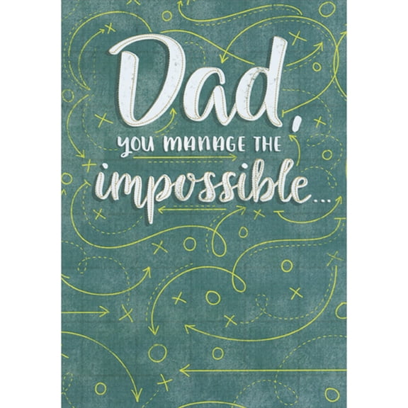 Designer Greetings Dad, You Manage the Impossible: X's, O's and Curving Arrows Funny / Humorous 3D Spring Activated Pop Out Father's Day Card
