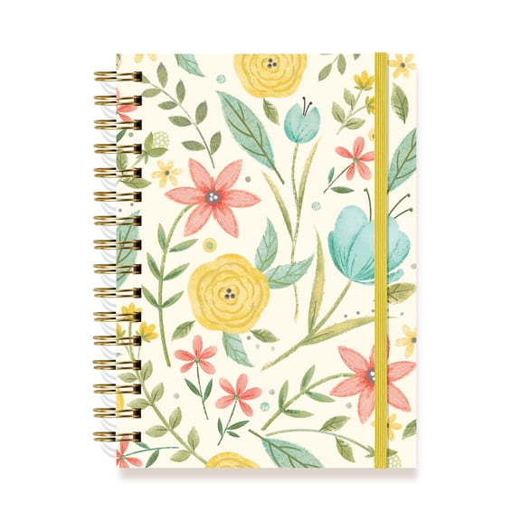 Designer Greetings, Designer Papers Flex Cover Journal with Elastic Band, Spring Flowers - 320 Pages (6 x 8.25) - Perfect for Work, School, Creative Writing, Personal Notes and More!