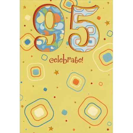 Designer Greetings Die Cut 95 with Silver Foil Trim on Yellow: 95th Birthday Card