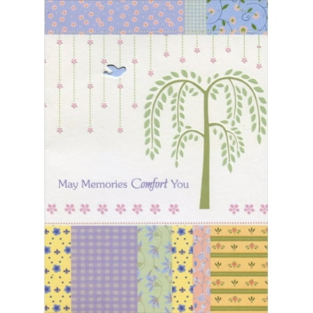 Designer Greetings Die Cut Bird Window and Weeping Willow Tree Sympathy Card