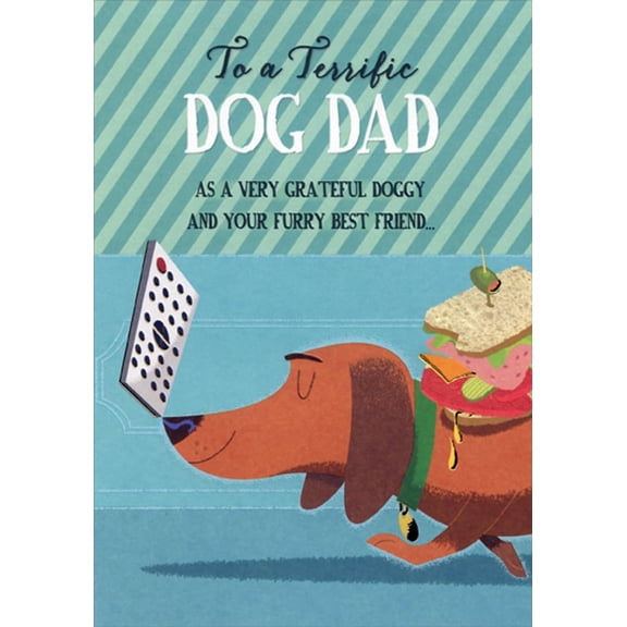 Designer Greetings Dog with Remote Balanced on Nose Father's Day Card from Dog