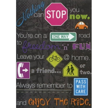 Designer Greetings Driver's License Embossed Signs and Words Congratulations Card
