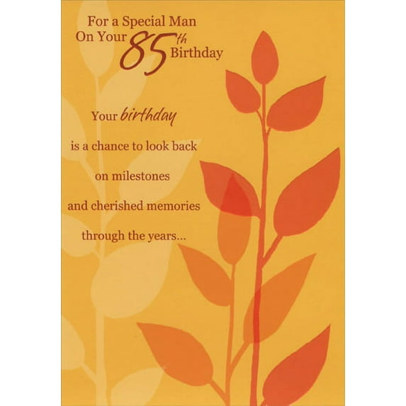 Designer Greetings Embossed Deep Orange Flower Special Man 85th Birthday Card