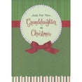 thumbnail image 1 of Designer Greetings Embossed Pearl Bordered Circular Frame with Red Ribbon on Green Christmas Card for Granddaughter, 1 of 2