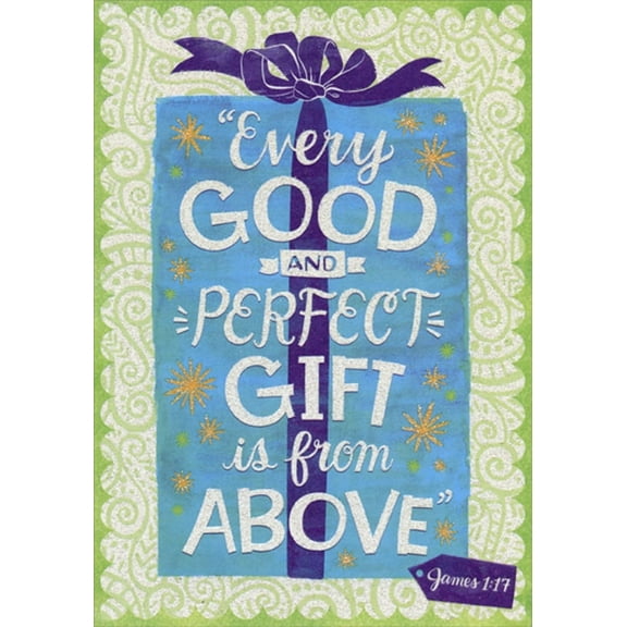 Designer Greetings Every Good and Perfect Gift: Purple Ribbon Religious Birthday Card