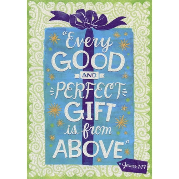 Designer Greetings Every Good and Perfect Gift: Purple Ribbon Religious Birthday Card