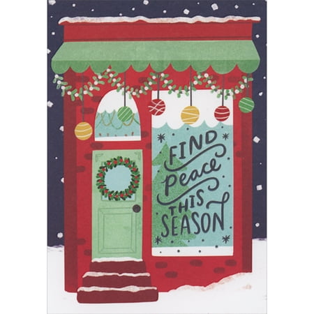 Designer Greetings Find Peace This Season: Storefront Window Funny / Humorous 3D Pop Up Christmas Card
