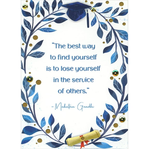 Designer Greetings Find Yourself - Lose Yourself in the Service to Others 3D Cap and 3D Scroll Hand Decorated Graduation Congratulations Card for Doctor