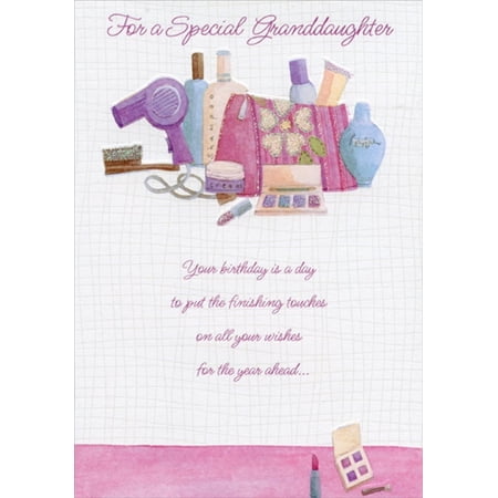 Designer Greetings Finishing Touches: Hair Dryer, Makeup and Purse Birthday Card for Granddaughter