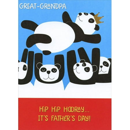 Designer Greetings Five Panda Bears Hip Hip Hooray Juvenile / Kids Father's Day Card for Great-Grandpa