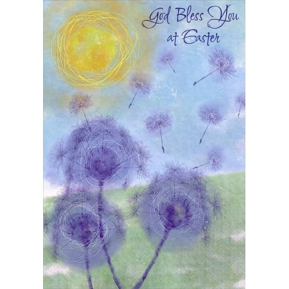 Designer Greetings Floating Purple Flowers Religious Easter Card