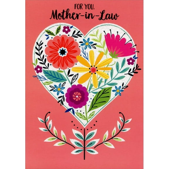 Designer Greetings Flowers in Heart Shaped Flower Mother's Day Card for Mother-In-Law