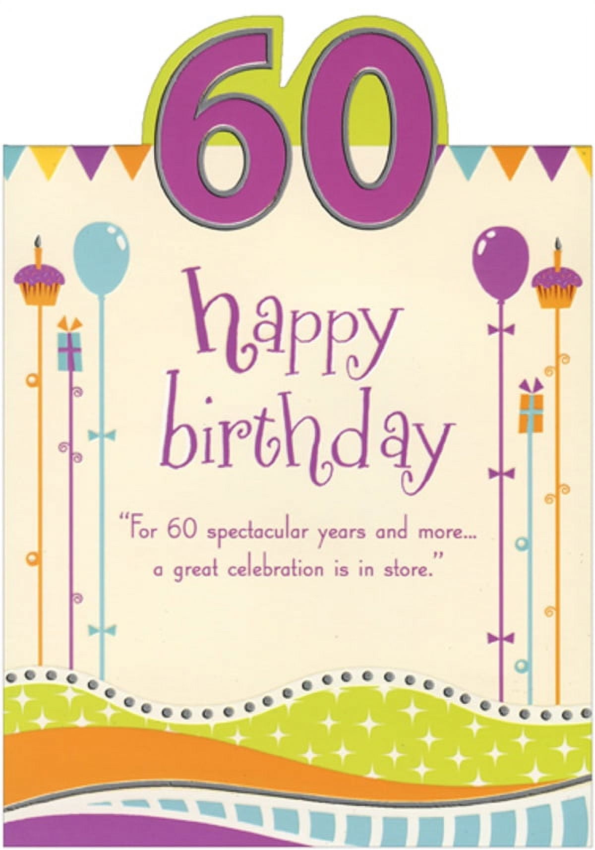 Designer Greetings For 60 Spectacular Years Die Cut Top Fold