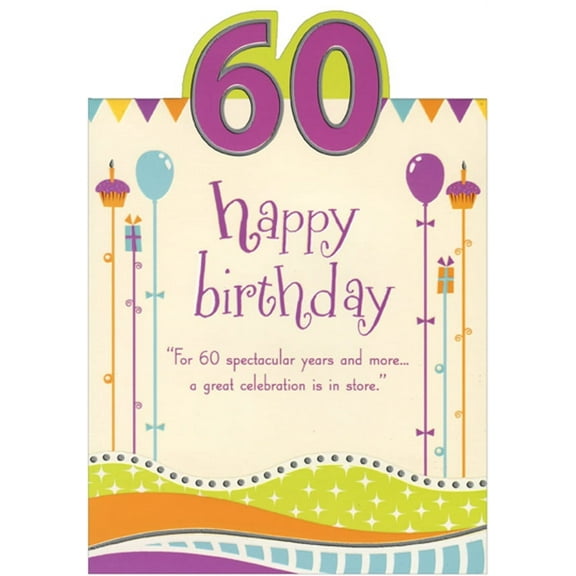Designer Greetings For 60 Spectacular Years Die Cut Top Fold Age 60 / 60th Birthday Card