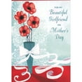 thumbnail image 1 of Designer Greetings For My Beautiful Girlfriend on Mother's Day: Red Flowers in Tall Blue Vase with White Bow and Ribbon Mother's Day Card, 1 of 2