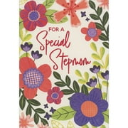 Designer Greetings For a Special Stepmom Red, Purple and Pink Flowers with Crisscross Patterns Mother's Day Card