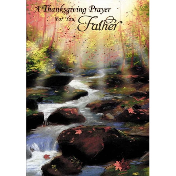 Designer Greetings Forest Stream Flowing Around Brown Rocks Religious Thanksgiving Card for Father