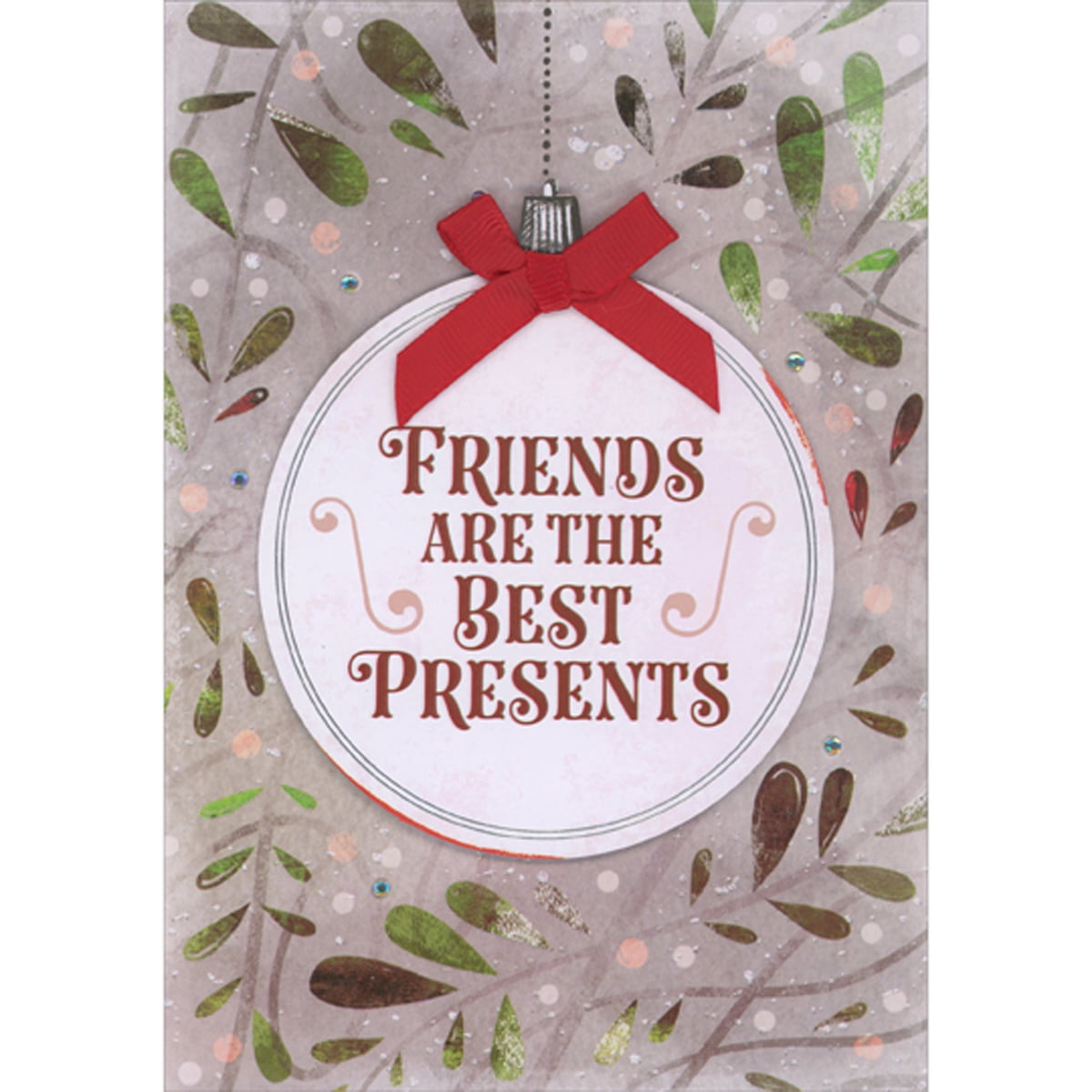 Designer Greetings Friends are the Best Presents 3D Die Cut White Ornament with Red Bow Hand Decorated Christmas Card for Friend