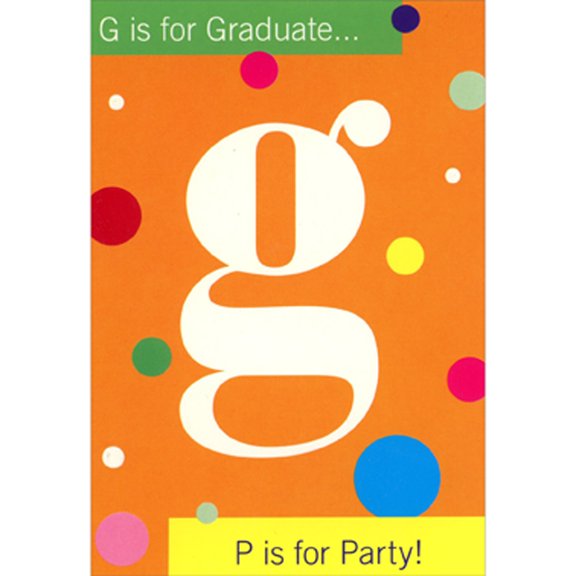 Designer Greetings G is for Graduate, P is for Party: Circles on Orange Package of 8 Graduation Party Invitations
