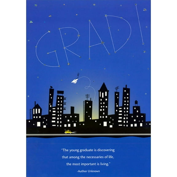 Designer Greetings GRAD Constellation : Silhouette Cityscape Graduation Congratulations Card