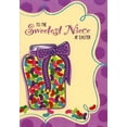thumbnail image 1 of Designer Greetings Glass Jar, Colorful Candy and Purple Bow Juvenile Easter Card for Young Niece, 1 of 2