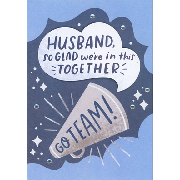 Designer Greetings Go Team Grey Megaphone: In This Together 3D Die Cut Banner Hand Decorated Father's Day Card for Husband