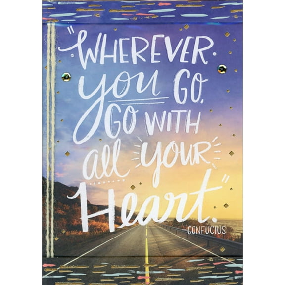 Designer Greetings Go With All Your Heart : Confucius Quote 3D Frames, Sequins and Twine Hand Decorated College Graduation Congratulations Card