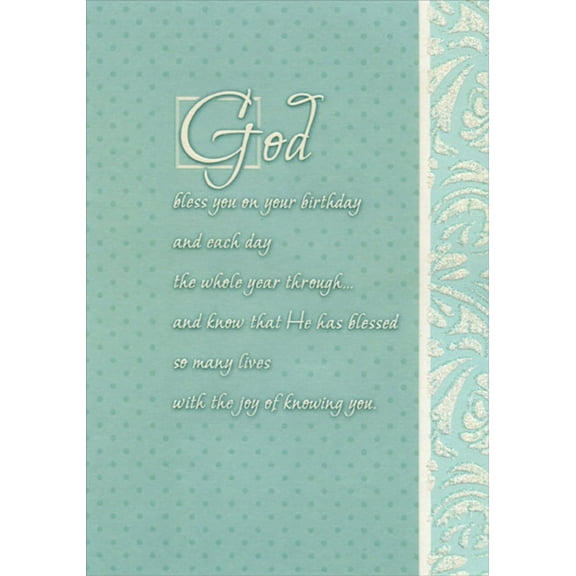 Designer Greetings God Bless You - Joy of Knowing You : Green Dots Die Cut Religious Birthday Card